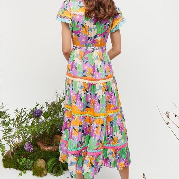 CeliaB Aneeta Purple & Orange Tiered Ruffled Sundress w/Flutter Sleeves SZ XS - Picture 2 of 9